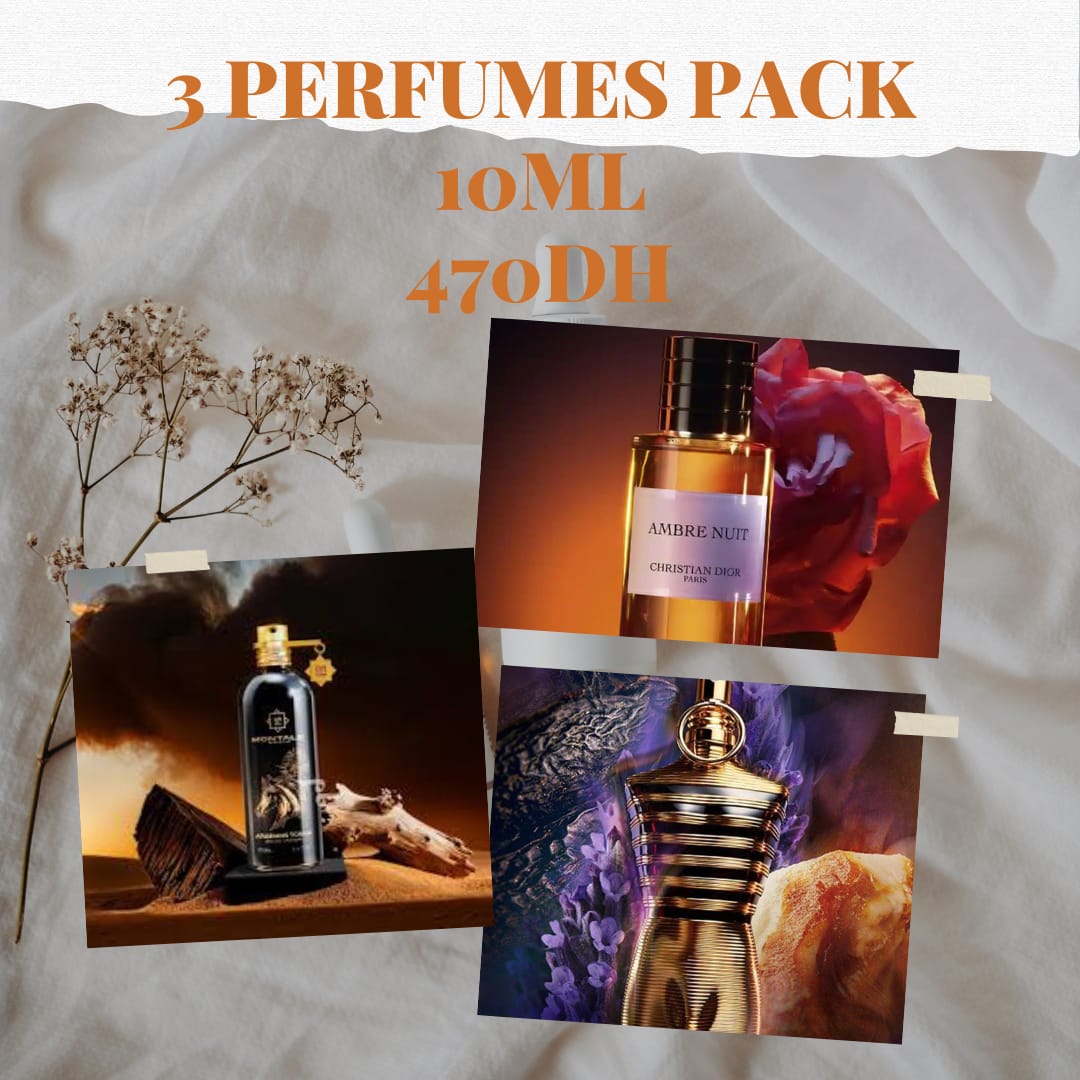 JPG le male elixir(10ml)+Arabians Tonka(10ml)+Ambre Nuit CHRISTIAN DIOR (10ml)